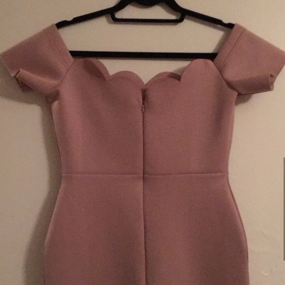 ASOS Scallop Off the Shoulder Scuba Midi Pencil - Picture 4 of 8